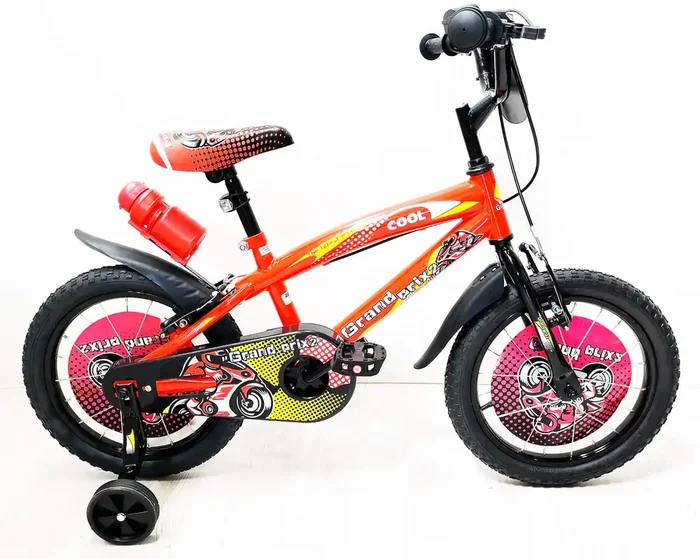 14 ” Kinderfahrrad 2 Bremsen mit Wasserflasche und rotem Frontschild