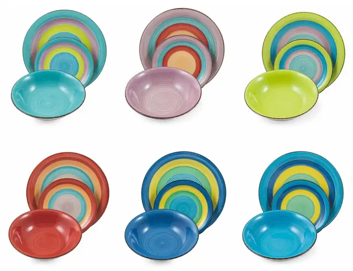 18-teiliges Speiseservice aus Soriani Panarea Multicolor Hard Dolomite