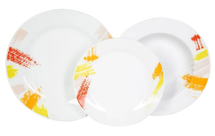 18-teiliges Tafelservice aus Porzellan mit Dekorationskollektion Satindekor