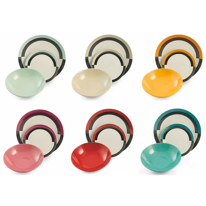 18-teiliges Tafelservice aus Porzellan und Steingut Villa d‘Este Evolution