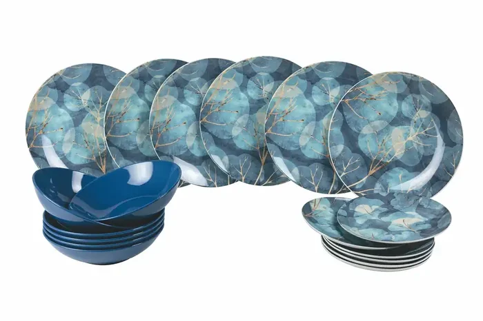 18-teiliges Tafelservice aus Porzellan und Steinzeug Villa d‘Este Home Tivoli Blue Dream