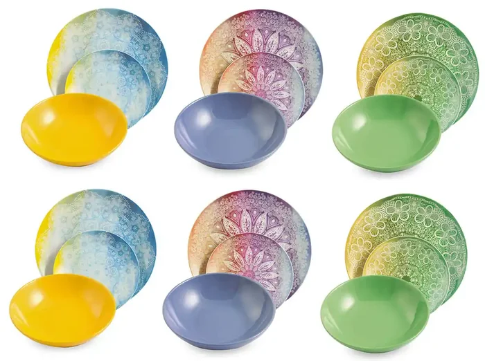 18-teiliges Tafelservice aus Porzellan und Steinzeug Villa d‘Este Home Tivoli Canvas Multicolor