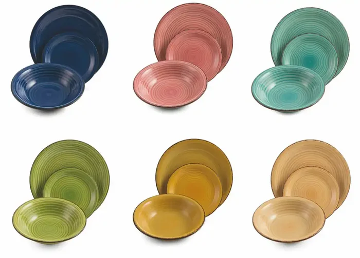 18-teiliges Tafelservice aus Steinzeug Villa d‘Este Home Tivoli Baita Spring Multicolor