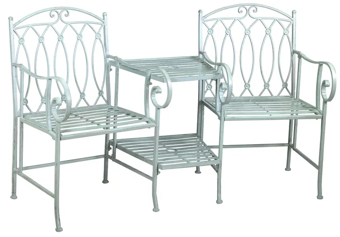 2-Sitzer-Gartenbank mit Couchtisch 155 x 68,5 x 91,5 cm in grünem Ragusa-Eisen