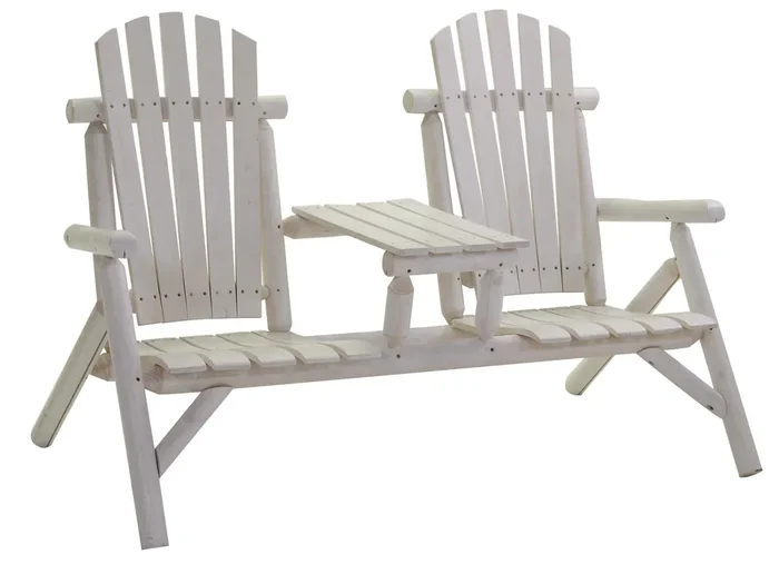 2-Sitzer Gartensessel mit Couchtisch aus Adami Kyoto White Wood