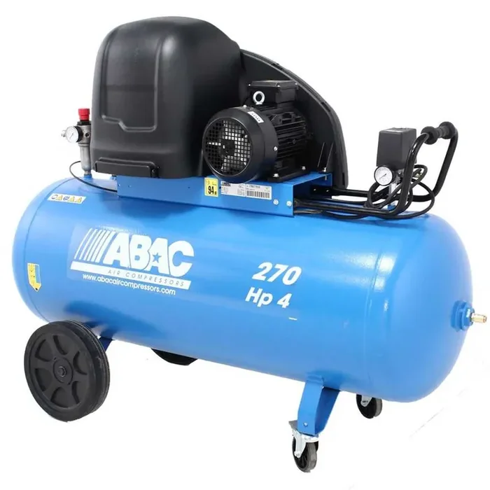 ABAC SILENT A39B 270 CT4 – Compressore aria elettrico trifase a cinghia silenziato – Motore 4 HP – 270 lt