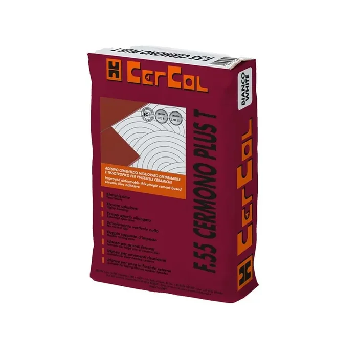 Adesivo cementizio deformabile F.55 CERMONO PLUS T BIANCO 25 kg