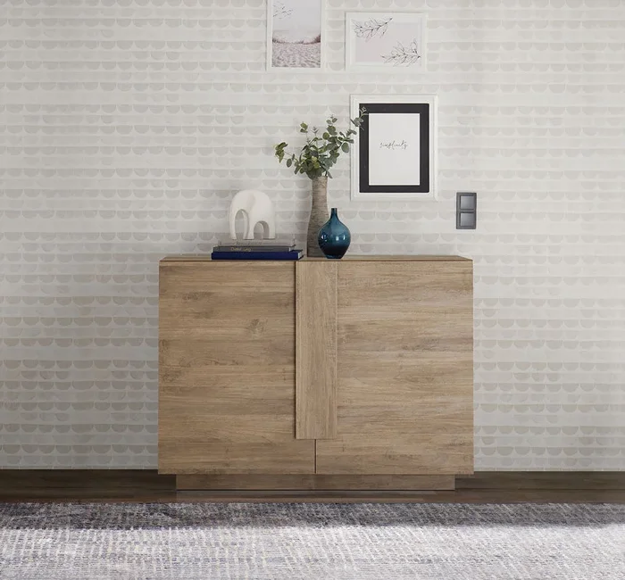 Alaric – Credenza moderna 2 ante da soggiorno in legno cm 120x44x90h