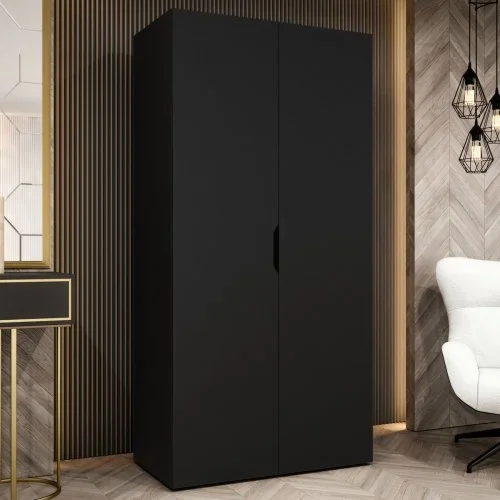 Armadio 100×202 cm 2 ante nero opaco Valencia