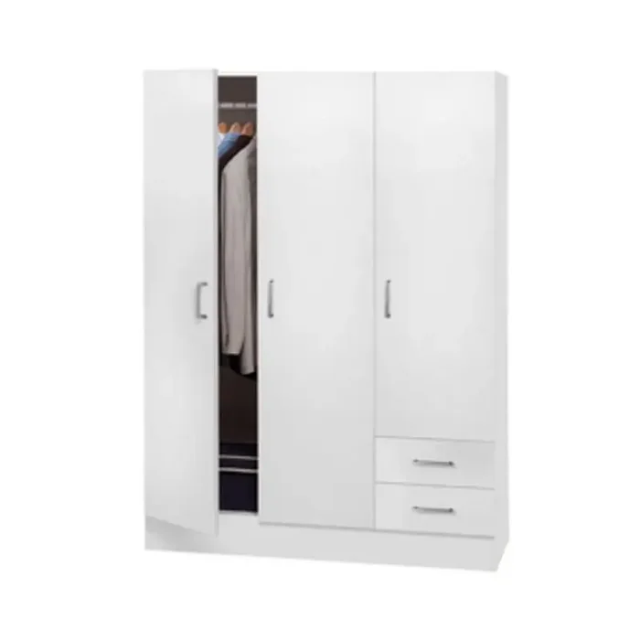 ARMADIO 3 ANTE + 2 CASSETTI H 184 CM BIANCO
