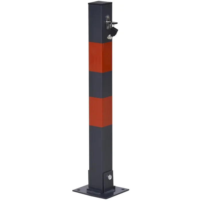 Barriera Dissuasore di Parcheggio Sosta H66 cm in Acciaio Grigio e Rosso