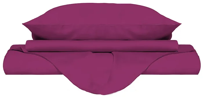 Bettbezug für Doppelbett mit Tasche und einfarbigen Kissenbezügen in Fuchsia