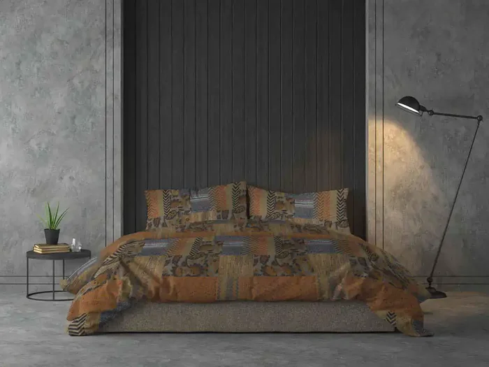 Bettbezug mit Kissenbezügen bedruckt Athena Adana Terra verschiedene Größen – Single