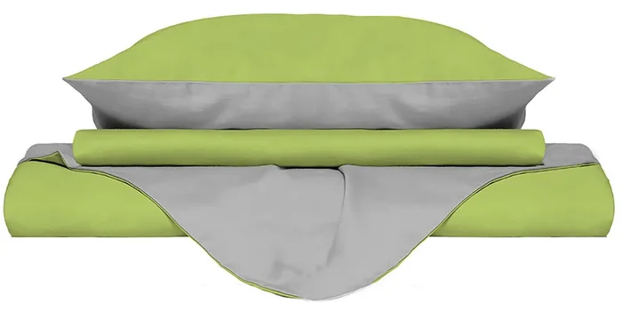 Bettbezug mit Tasche und Kissenbezügen Doubleface Acid Green /Hellgrau Verschiedene Größen – Single