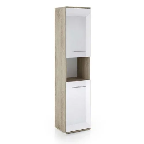 Colonna ufficio 40x176h cm 2 ante rovere bianco lucido Time T