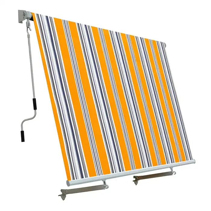 Fallmarkise mit Armen 250 x 300 cm gelb gestreiftes Polyestergewebe