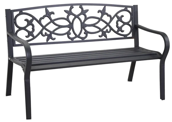 Gartenbank 124x57x78 cm in anthrazitfarbenem Eisen