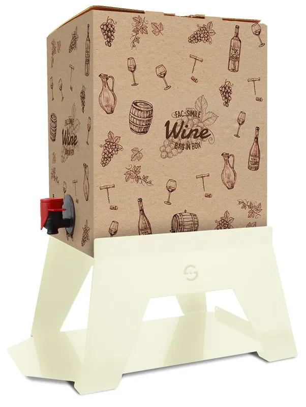 Halterung für Weinbehälter mit Tablett aus aluminisiertem Eisen Lisa Luxury Bacco Panna – Box 10 cm – 3 Liter