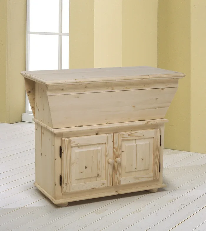 Madia country in legno massello grezzo con due ante e anta a ribalta cm 100x50x86h