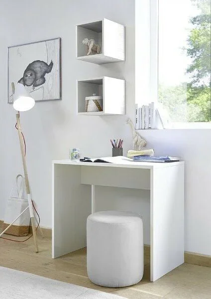 Pippo – Pouf seduta rivestito in ecopelle bianco per camera cm 35x35x44h