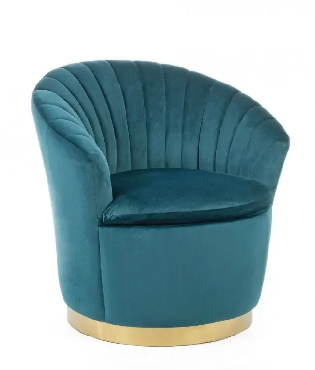 Poltrona Gilles Harbor in Tessuto effetto Velluto Verde petrolio