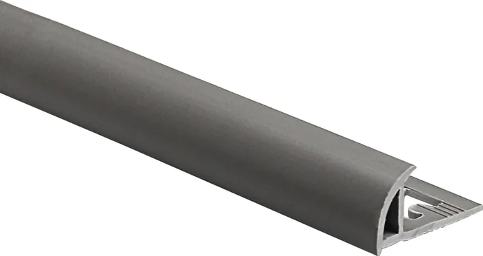 Profilo terminale a quarto di tondo in PVC opaco grigio scuro 10 mm x 2,5 m