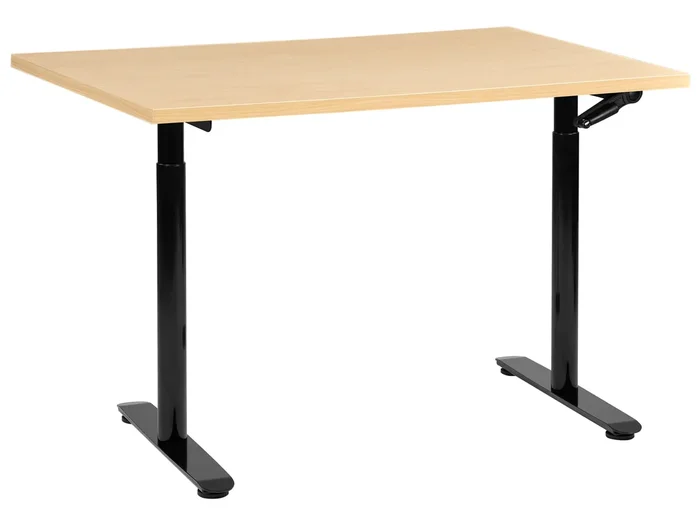 Scrivania manuale regolabile in altezza DESTINAS Nero/ Marrone chiaro 120 cm 60 cm