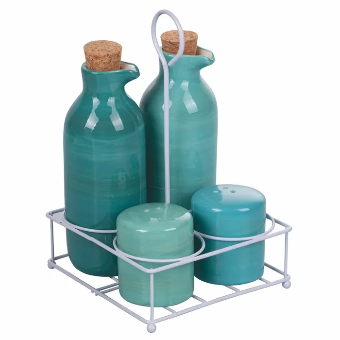 Set aus 5 Keramikteilen mit Metallständer Villa d‘Este Home Tivoli Baita Ocean