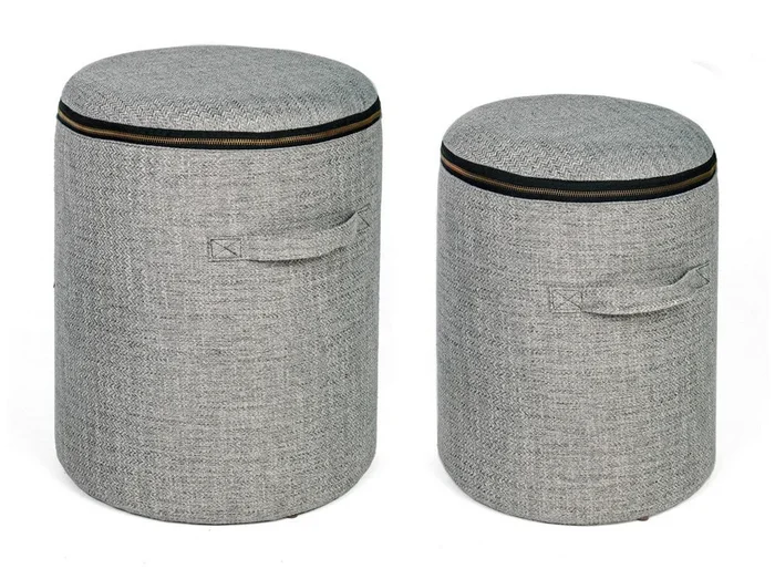 Set da 2 Pouf contenitore moderno in cotone seduta con cerniera – vari colori