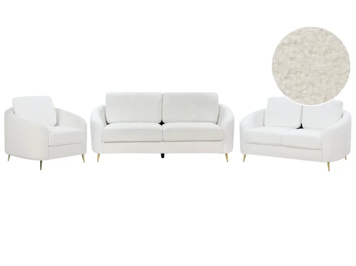 Set da salotto 6 posti TROSA Bouclé Bianco