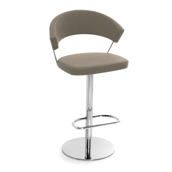 Sgabello New York Leather alto girevole in pelle Connubia