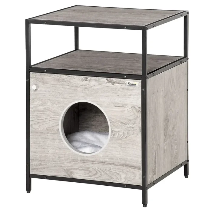 Zwinger für Katzen Mehrzweckschrank 48x40x65,5 cm mit grauem Kissen